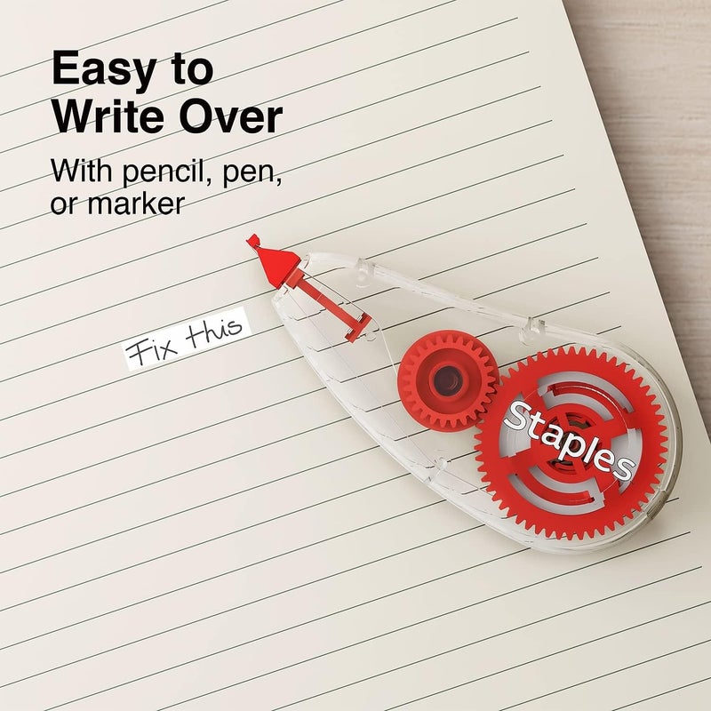 Staples Correction Tape - White Out Tape, Easy to Use, 10-Pack, Smooth Roll, Shadow-Free Corrector Tape - Image 5